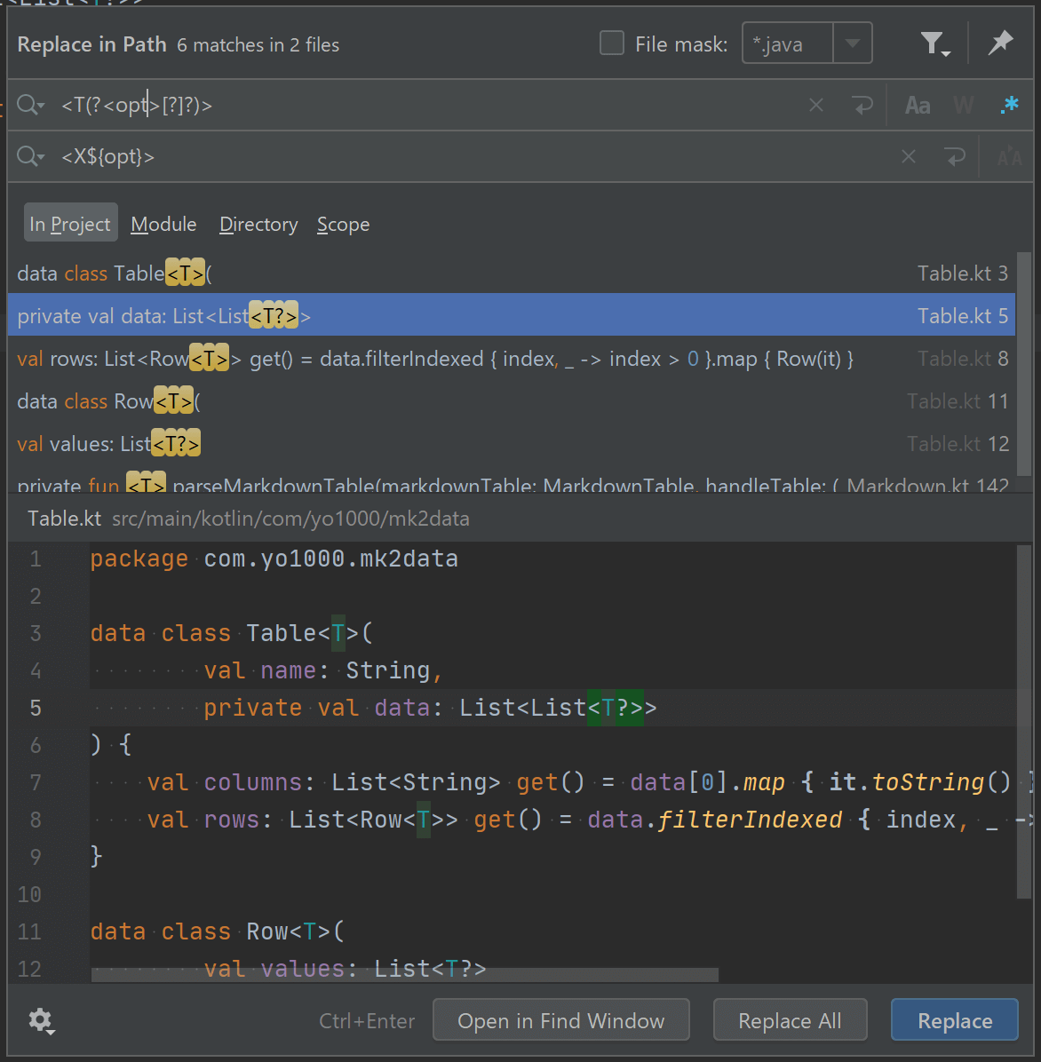replace in path with name